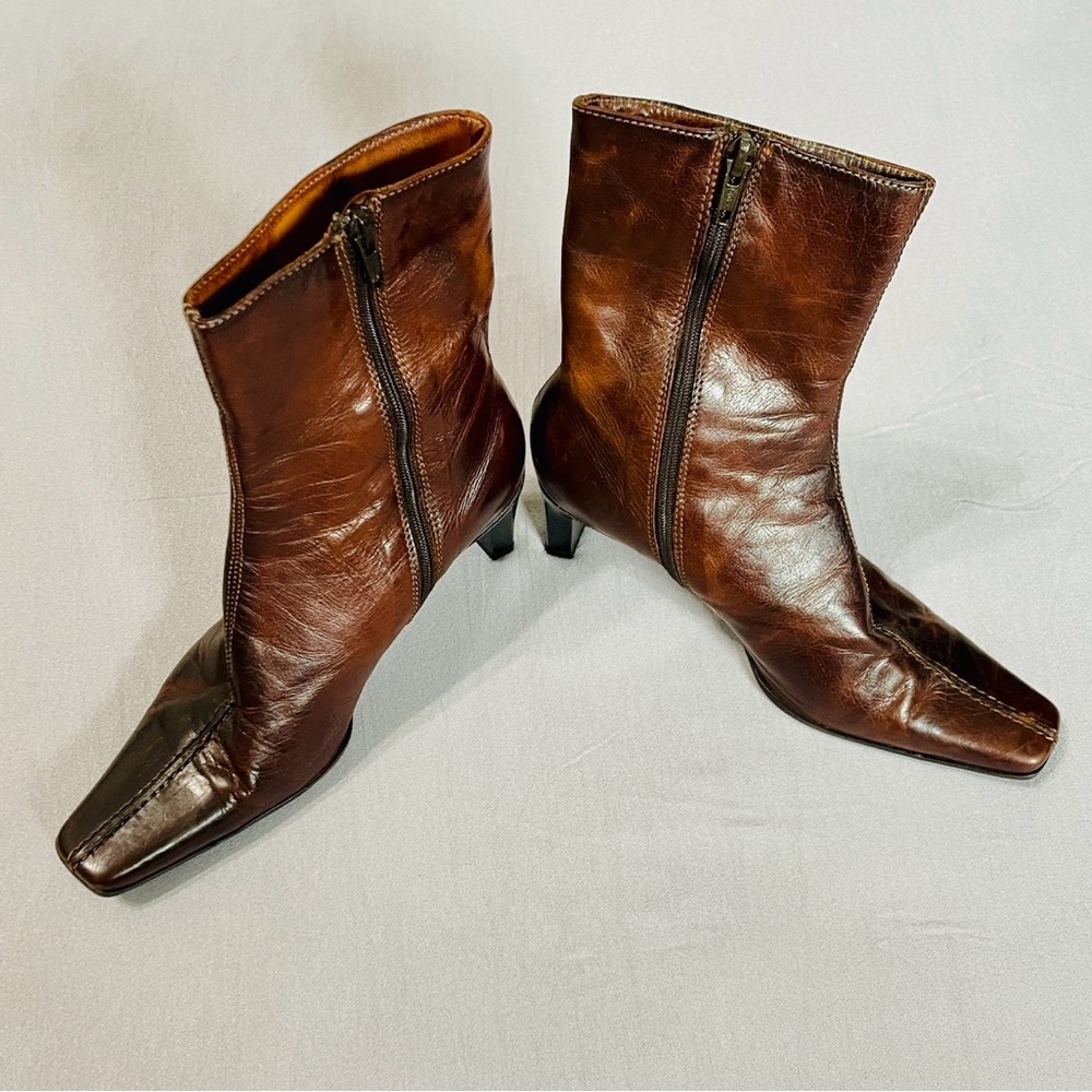 SESTO MEUCCI Ancle boots brown leather size 9 M Italy